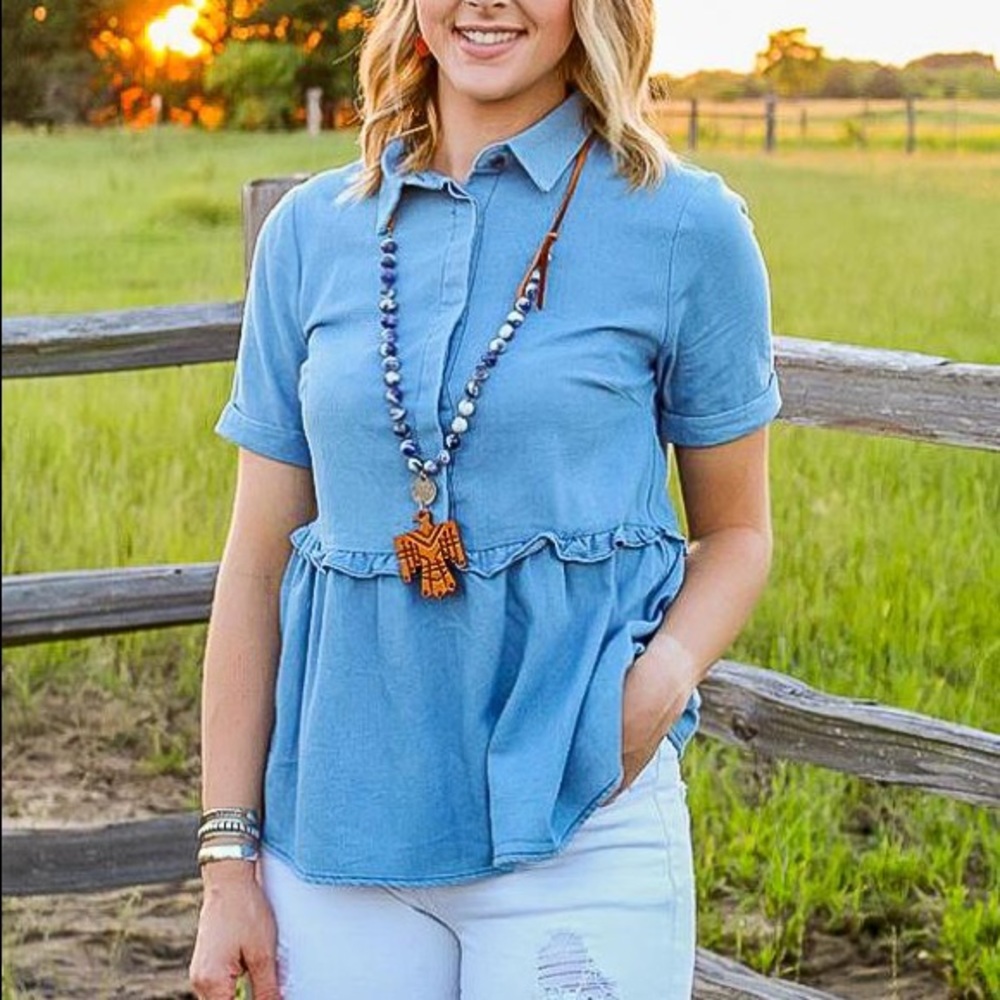 Denim babydoll top
